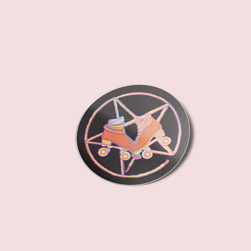 Pentagram Roller Skate Premium Vinyl Sticker, Roller Derby Hydroflask Sticker, Witch Roller Skating Gifts, Witchcraft Gifts
